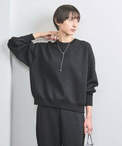 ラメ クルーネック スウェット ニット BLACK