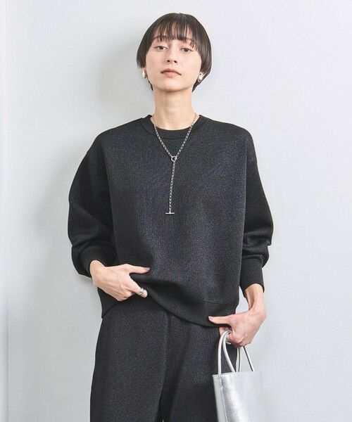 UNITED ARROWS / ユナイテッドアローズ ニット・セーター | ラメ クルーネック スウェット ニット BLACK | 詳細1