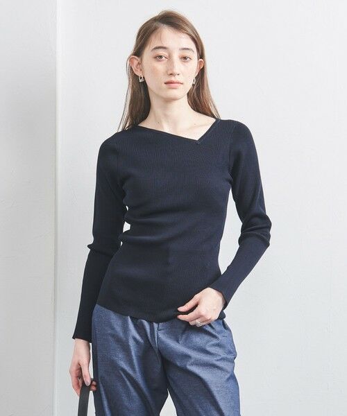 UNITED ARROWS/ユナイテッドアローズ アシンメトリーネック ニット NAVY FREE UNITED ARROWS/ユナイテッドアローズ アシンメトリーネック ニット NAVY FREE