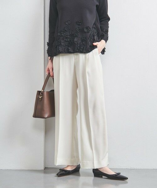 UNITED ARROWS / ユナイテッドアローズ スラックス・ドレスパンツ | 2タック ワイドパンツ WHITE | 詳細1
