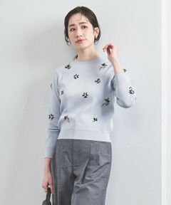 ラメ クルーネック スウェット ニット BLACK （ニット・セーター