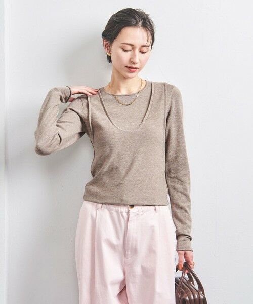 UNITED ARROWS/ユナイテッドアローズ レイヤード ロングスリーブ ニット MD. BROWN FREE UNITED ARROWS/ユナイテッドアローズ レイヤード ロングスリーブ ニット MD. BROWN FREE