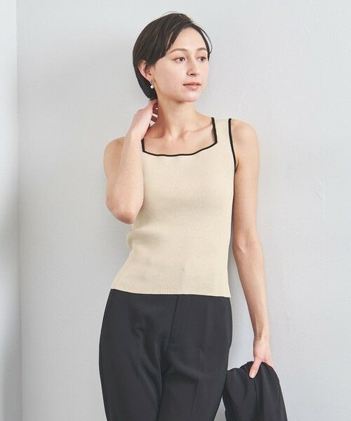 UNITED ARROWS/ユナイテッドアローズ リブ スクエアネック ニットキャミソール BEIGE FREE UNITED ARROWS/ユナイテッドアローズ リブ スクエアネック ニットキャミソール BEIGE FREE