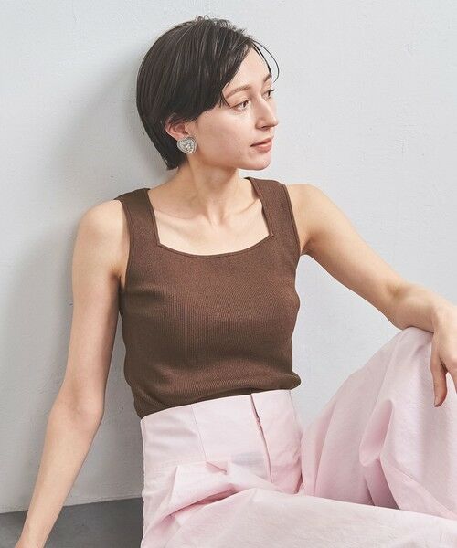 UNITED ARROWS/ユナイテッドアローズ リブ スクエアネック ニットキャミソール DK. BROWN FREE UNITED ARROWS/ユナイテッドアローズ リブ スクエアネック ニットキャミソール DK. BROWN FREE