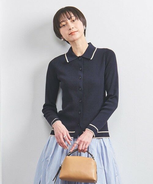 UNITED ARROWS/ユナイテッドアローズ リブ ポロニット カーディガン NAVY FREE UNITED ARROWS/ユナイテッドアローズ リブ ポロニット カーディガン NAVY FREE