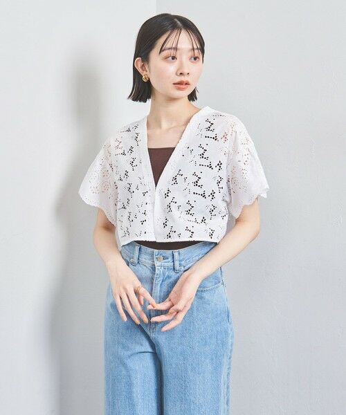 UNITED ARROWS/ユナイテッドアローズ <TICCA>レース クロップド ジャケット WHITE FREE UNITED ARROWS/ユナイテッドアローズ <TICCA>レース クロップド ジャケット WHITE FREE