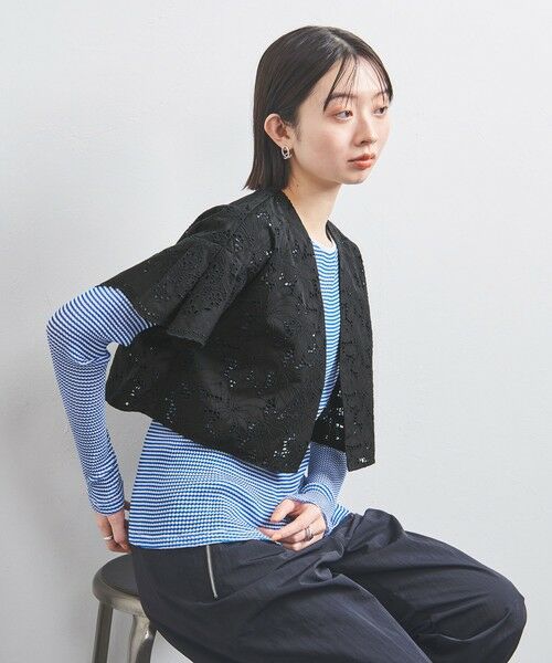 UNITED ARROWS/ユナイテッドアローズ <TICCA>レース クロップド ジャケット BLACK FREE UNITED ARROWS/ユナイテッドアローズ <TICCA>レース クロップド ジャケット BLACK FREE