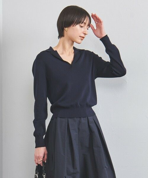 UNITED ARROWS/ユナイテッドアローズ スカラップレース セーラーカラー ニット NAVY FREE UNITED ARROWS/ユナイテッドアローズ スカラップレース セーラーカラー ニット NAVY FREE