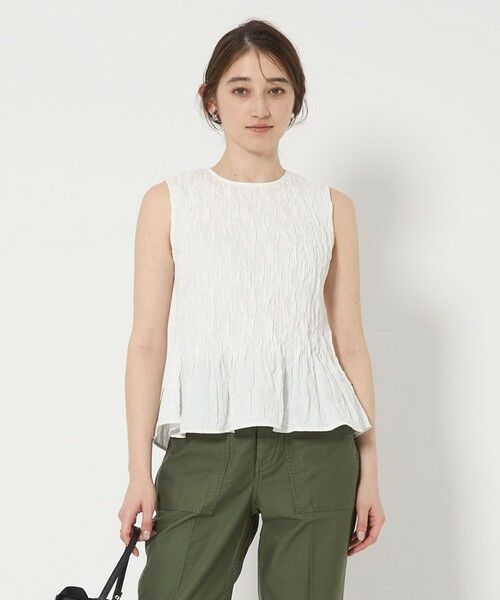 UNITED ARROWS/ユナイテッドアローズ シャーリングジャガード ノースリーブブラウス OFF WHITE FREE UNITED ARROWS/ユナイテッドアローズ シャーリングジャガード ノースリーブブラウス OFF WHITE FREE