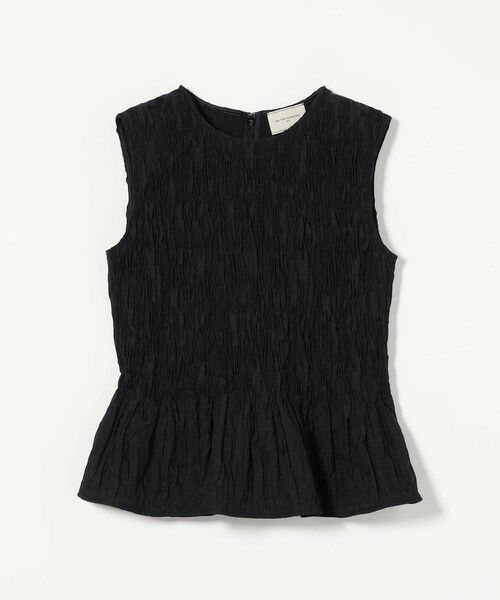 ユリウス　697CUM11 新品未使用品　ブラック　シャーリングノースリーブ セール】 シャーリングジャガード ノースリーブブラウス