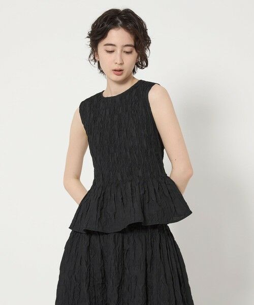 UNITED ARROWS/ユナイテッドアローズ シャーリングジャガード ノースリーブブラウス BLACK FREE UNITED ARROWS/ユナイテッドアローズ シャーリングジャガード ノースリーブブラウス BLACK FREE