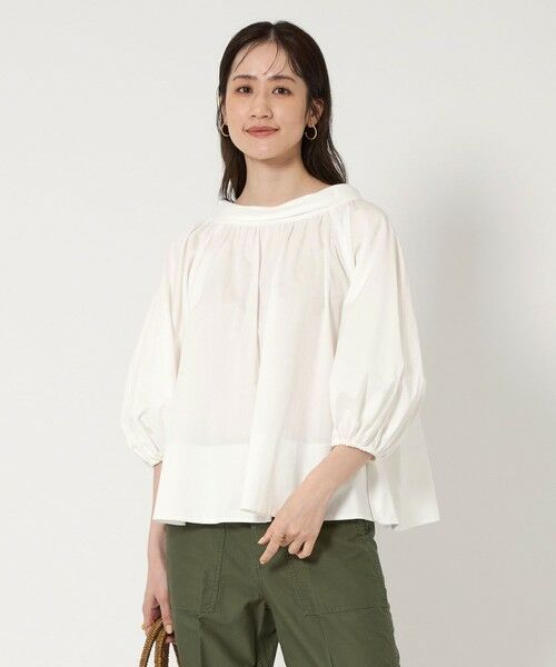 UNITED ARROWS/ユナイテッドアローズ ロールカラー ギャザー ブラウス WHITE FREE UNITED ARROWS/ユナイテッドアローズ ロールカラー ギャザー ブラウス WHITE FREE