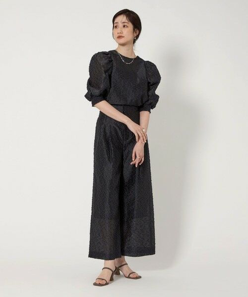 UNITED ARROWS ブラック パフスリーブ シャツ M セール】 カットジャガード パフスリーブ ブラウス （シャツ