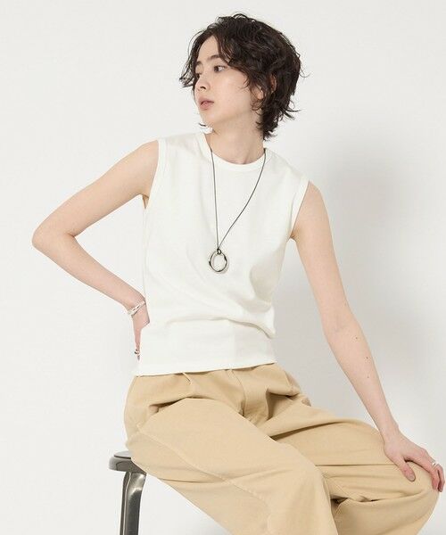 UNITED ARROWS/ユナイテッドアローズ コットン フライス ノースリーブトップス WHITE FREE UNITED ARROWS/ユナイテッドアローズ コットン フライス ノースリーブトップス WHITE FREE
