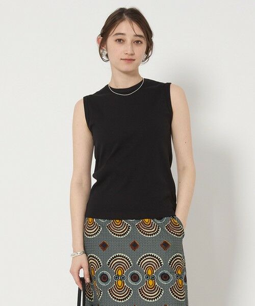 UNITED ARROWS/ユナイテッドアローズ コットン フライス ノースリーブトップス BLACK FREE UNITED ARROWS/ユナイテッドアローズ コットン フライス ノースリーブトップス BLACK FREE