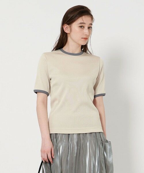 UNITED ARROWS/ユナイテッドアローズ リブ バイカラーパイピング Tシャツ BEIGE FREE UNITED ARROWS/ユナイテッドアローズ リブ バイカラーパイピング Tシャツ BEIGE FREE