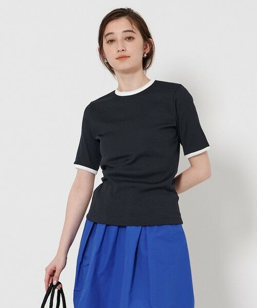 UNITED ARROWS/ユナイテッドアローズ リブ バイカラーパイピング Tシャツ NAVY FREE UNITED ARROWS/ユナイテッドアローズ リブ バイカラーパイピング Tシャツ NAVY FREE