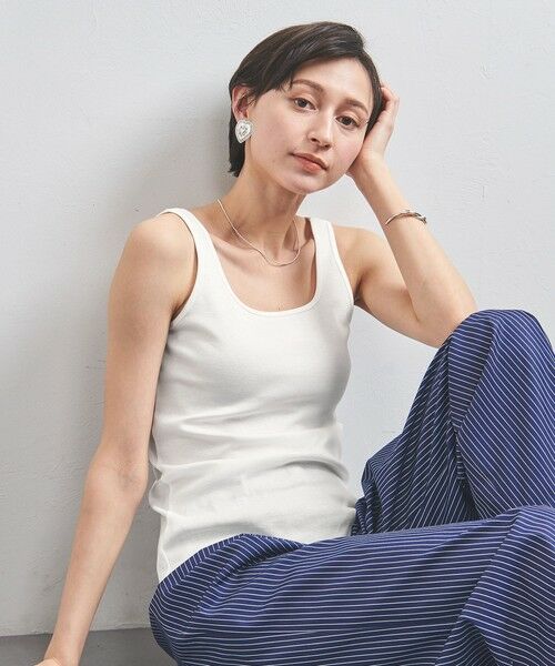 UNITED ARROWS/ユナイテッドアローズ コットン スクエア タンクトップ WHITE FREE UNITED ARROWS/ユナイテッドアローズ コットン スクエア タンクトップ WHITE FREE