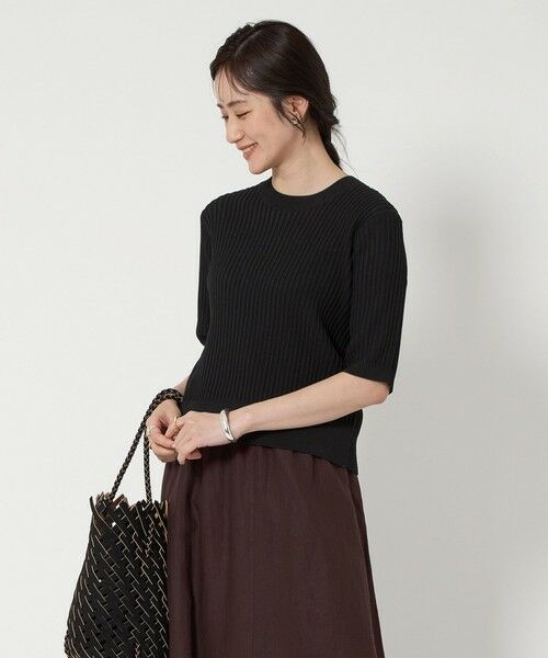 UNITED ARROWS/ユナイテッドアローズ メッシュ ハーフスリーブ ニット BLACK FREE UNITED ARROWS/ユナイテッドアローズ メッシュ ハーフスリーブ ニット BLACK FREE