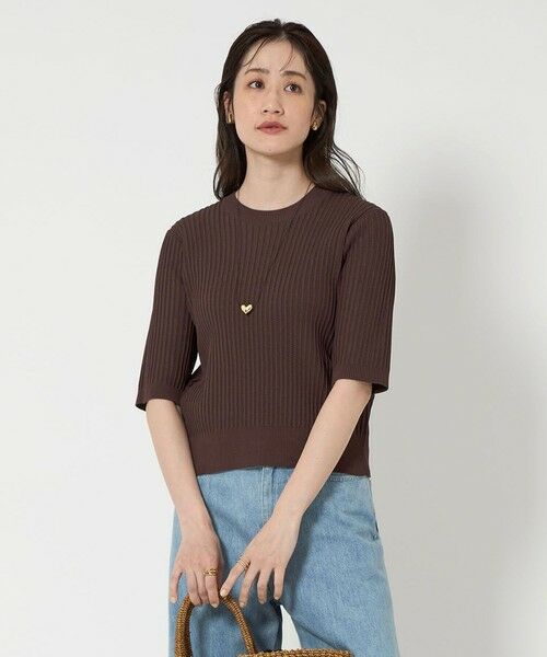 UNITED ARROWS/ユナイテッドアローズ メッシュ ハーフスリーブ ニット DK. BROWN FREE UNITED ARROWS/ユナイテッドアローズ メッシュ ハーフスリーブ ニット DK. BROWN FREE