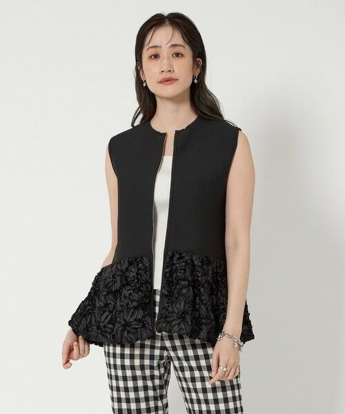 UNITED ARROWS/ユナイテッドアローズ フラワー サテン コンビ ベスト BLACK FREE UNITED ARROWS/ユナイテッドアローズ フラワー サテン コンビ ベスト BLACK FREE