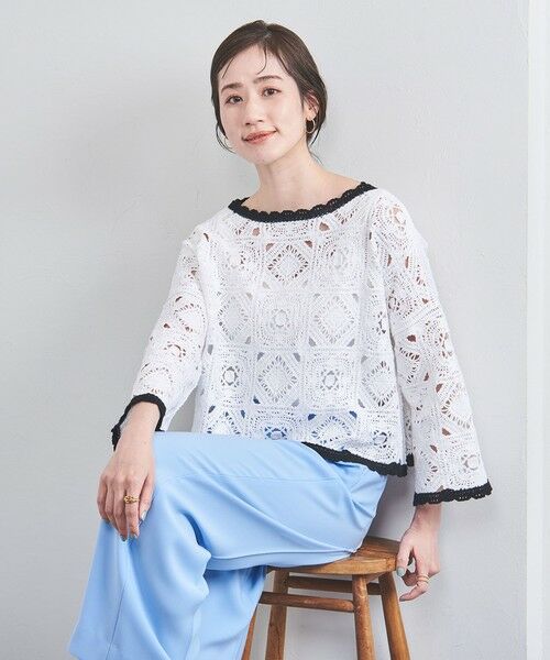 UNITED ARROWS/ユナイテッドアローズ クロッシー エンブロイダリー ニットプルオーバー OFF WHITE FREE UNITED ARROWS/ユナイテッドアローズ クロッシー エンブロイダリー ニットプルオーバー OFF WHITE FREE
