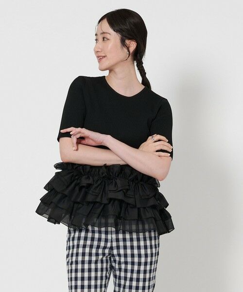 UNITED ARROWS/ユナイテッドアローズ リボン ペプラム ニット BLACK FREE UNITED ARROWS/ユナイテッドアローズ リボン ペプラム ニット BLACK FREE