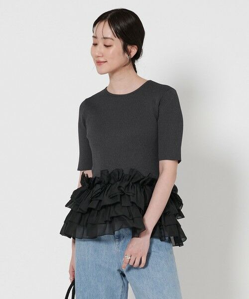 UNITED ARROWS/ユナイテッドアローズ リボン ペプラム ニット DK. GRAY FREE UNITED ARROWS/ユナイテッドアローズ リボン ペプラム ニット DK. GRAY FREE