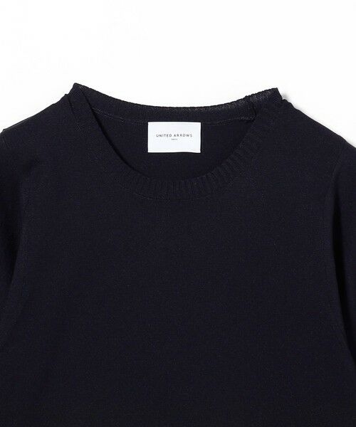未使用ユナイテッドアローズ　パフスリーブ5分袖ニット　グレー黒系春夏 UNITED ARROWS Pパフスリーブ 5分袖 ニット