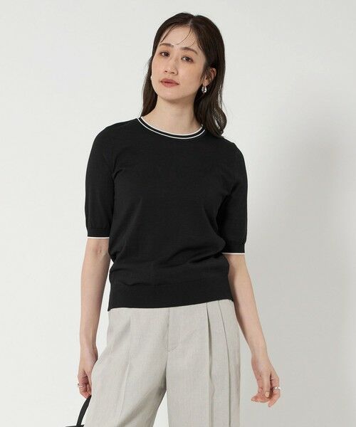 UNITED ARROWS/ユナイテッドアローズ コットンシルク 18G 5SL ニット BLACK FREE UNITED ARROWS/ユナイテッドアローズ コットンシルク 18G 5SL ニット BLACK FREE