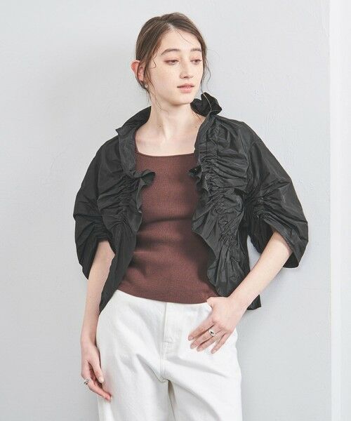 UNITED ARROWS/ユナイテッドアローズ シャーリングフリル タフタ ボレロ BLACK FREE UNITED ARROWS/ユナイテッドアローズ シャーリングフリル タフタ ボレロ BLACK FREE
