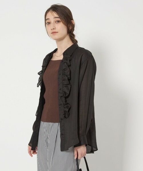 UNITED ARROWS/ユナイテッドアローズ ラミー ラッフルフリル ブラウス BLACK FREE UNITED ARROWS/ユナイテッドアローズ ラミー ラッフルフリル ブラウス BLACK FREE