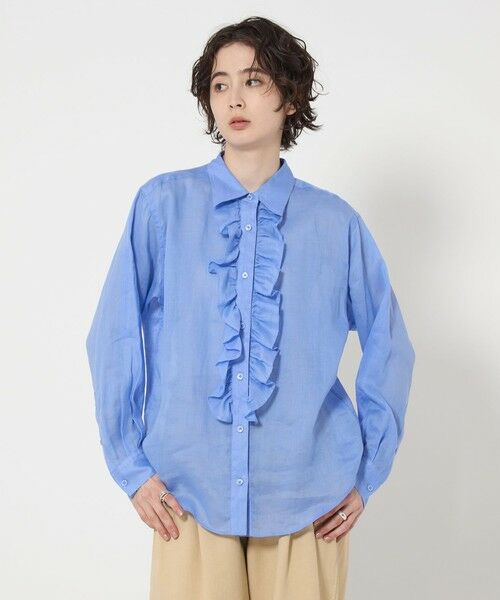 UNITED ARROWS/ユナイテッドアローズ ラミー ラッフルフリル ブラウス LT. BLUE FREE UNITED ARROWS/ユナイテッドアローズ ラミー ラッフルフリル ブラウス LT. BLUE FREE