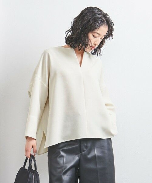 UNITED ARROWS/ユナイテッドアローズ COMFY スリットノーカラー プルオーバー OFF WHITE S(36) UNITED ARROWS/ユナイテッドアローズ COMFY スリットノーカラー プルオーバー OFF WHITE S(36)