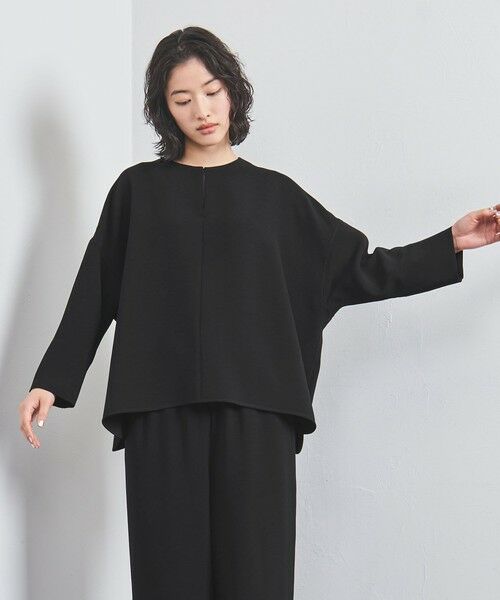 UNITED ARROWS/ユナイテッドアローズ COMFY スリットノーカラー プルオーバー BLACK M(38) UNITED ARROWS/ユナイテッドアローズ COMFY スリットノーカラー プルオーバー BLACK M(38)