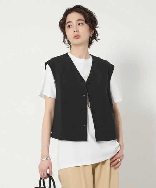 UNITED ARROWS/ユナイテッドアローズ ミニ Vネック ベスト BLACK FREE UNITED ARROWS/ユナイテッドアローズ ミニ Vネック ベスト BLACK FREE