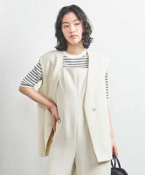 UNITED ARROWS/ユナイテッドアローズ COMFY Vノーカラー ベスト OFF WHITE FREE UNITED ARROWS/ユナイテッドアローズ COMFY Vノーカラー ベスト OFF WHITE FREE