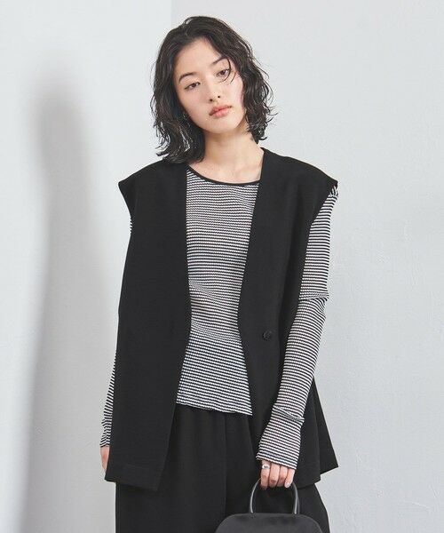 UNITED ARROWS/ユナイテッドアローズ COMFY Vノーカラー ベスト BLACK FREE UNITED ARROWS/ユナイテッドアローズ COMFY Vノーカラー ベスト BLACK FREE