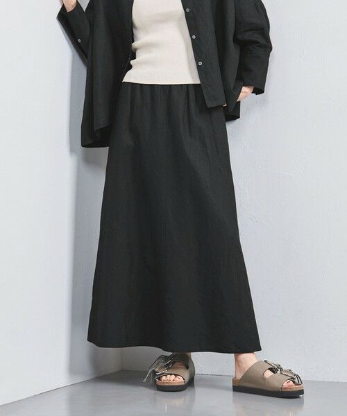 UNITED ARROWS/ユナイテッドアローズ リネン フレア マキシスカート BLACK XS(34) UNITED ARROWS/ユナイテッドアローズ リネン フレア マキシスカート BLACK XS(34)