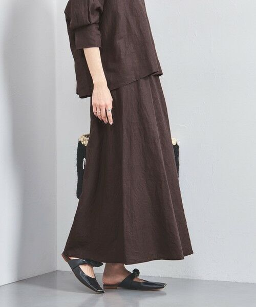 UNITED ARROWS/ユナイテッドアローズ リネン フレア マキシスカート DK. BROWN S(36) UNITED ARROWS/ユナイテッドアローズ リネン フレア マキシスカート DK. BROWN S(36)