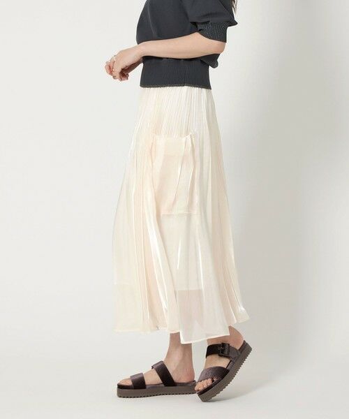 UNITED ARROWS/ユナイテッドアローズ シャイン ポケット プリーツスカート OFF WHITE FREE UNITED ARROWS/ユナイテッドアローズ シャイン ポケット プリーツスカート OFF WHITE FREE
