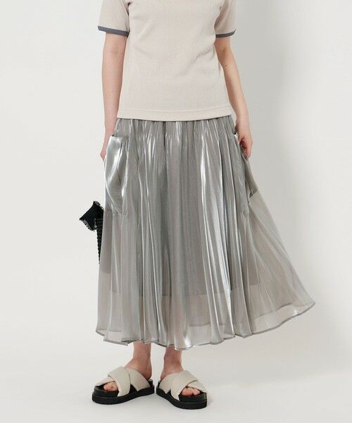 UNITED ARROWS/ユナイテッドアローズ シャイン ポケット プリーツスカート SILVER FREE UNITED ARROWS/ユナイテッドアローズ シャイン ポケット プリーツスカート SILVER FREE