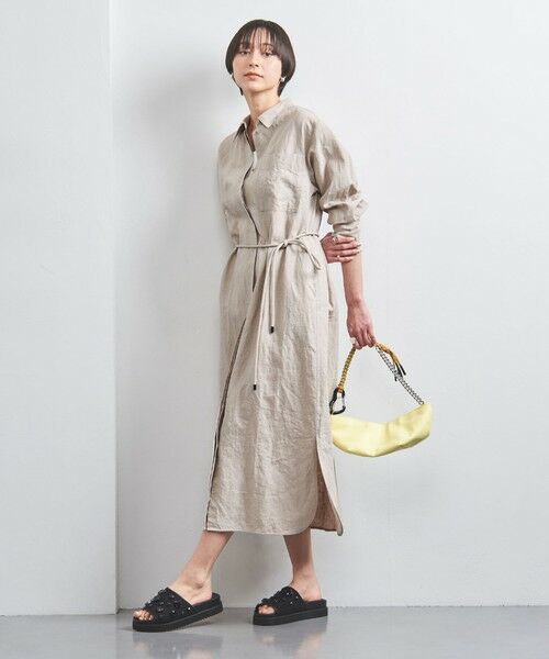 UNITED ARROWS/ユナイテッドアローズ リネン ベルト シャツワンピース NATURAL S(36) UNITED ARROWS/ユナイテッドアローズ リネン ベルト シャツワンピース NATURAL S(36)