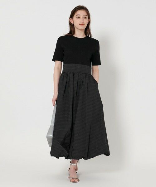 セール】 フィット＆フレア チェックタフタ ワンピース （ロング
