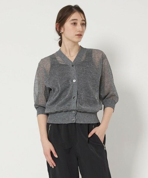 UNITED ARROWS/ユナイテッドアローズ シアー Vネック カーディガン 5SL MD. GRAY FREE UNITED ARROWS/ユナイテッドアローズ シアー Vネック カーディガン 5SL MD. GRAY FREE