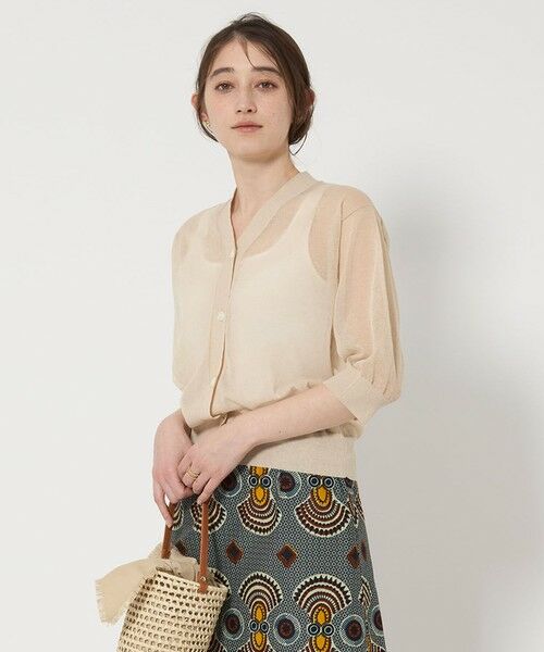 UNITED ARROWS/ユナイテッドアローズ シアー Vネック カーディガン 5SL NATURAL FREE UNITED ARROWS/ユナイテッドアローズ シアー Vネック カーディガン 5SL NATURAL FREE