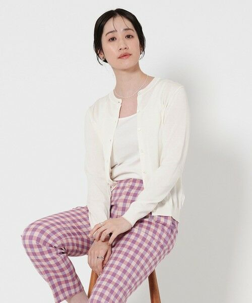 UNITED ARROWS/ユナイテッドアローズ コットンシルク 18G クルーネック カーディガン OFF WHITE FREE UNITED ARROWS/ユナイテッドアローズ コットンシルク 18G クルーネック カーディガン OFF WHITE FREE