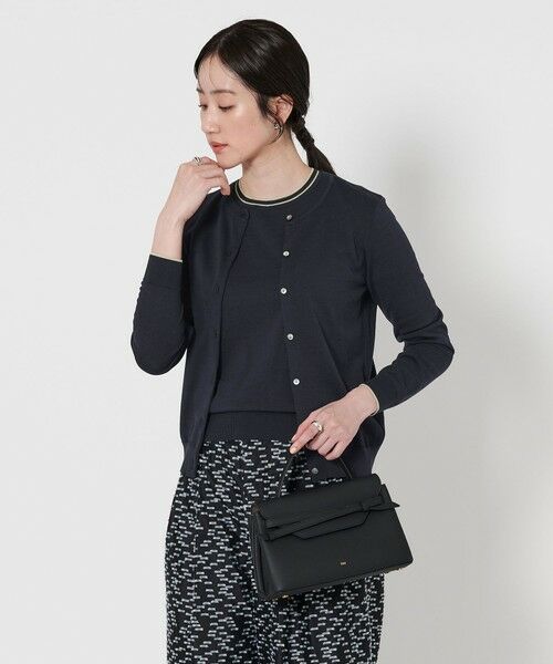 UNITED ARROWS/ユナイテッドアローズ コットンシルク 18G クルーネック カーディガン NAVY FREE UNITED ARROWS/ユナイテッドアローズ コットンシルク 18G クルーネック カーディガン NAVY FREE