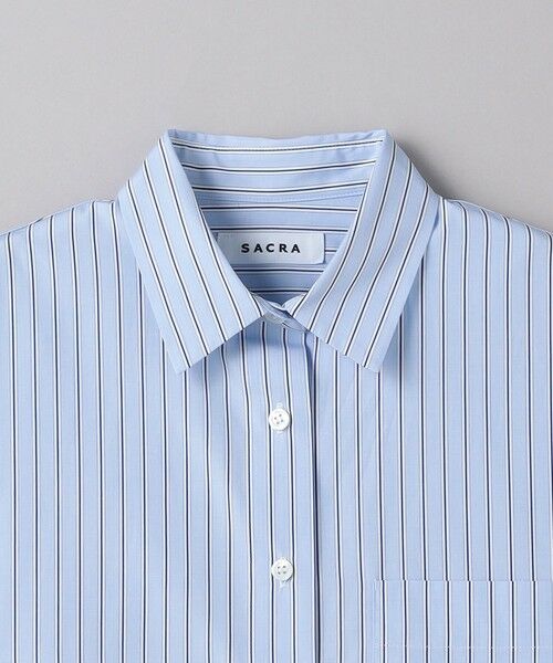 セール】 ＜SACRA＞コットン ストライプ クロップドシャツ