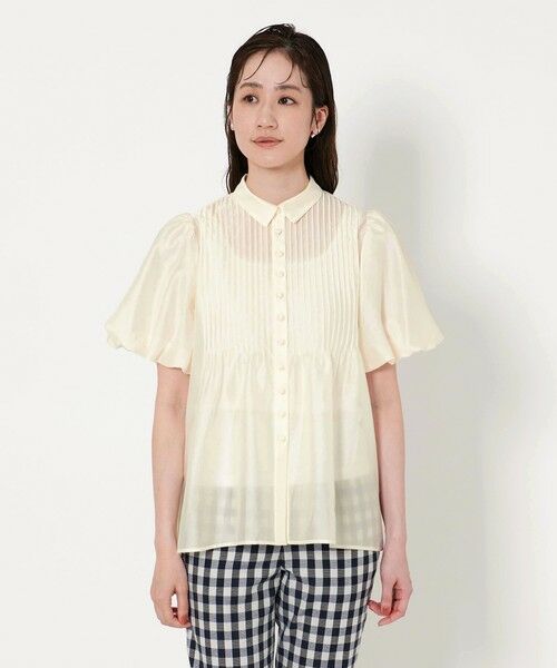 【1度着用のみ美品】 ユナイテッドアローズトウキョウ スタンド タックブラウス デザインタック 7分袖 ブラウス